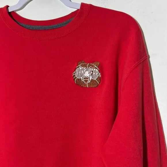 Mama Bear Embroidered Design Crew Neck Red Sweatshirt - Picture 2 of 6